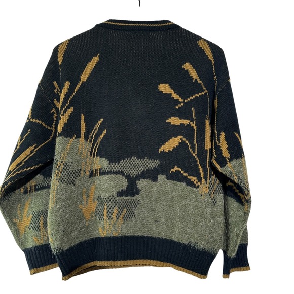 PAGLIANO Vintage Black Graphic Fisherman Grandpa Core Pullover Sweater Medium - Picture 2 of 8